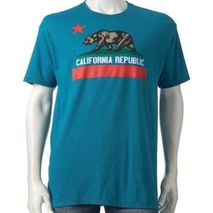 California Republic Grizzly Flag Turquoise Tee (S)